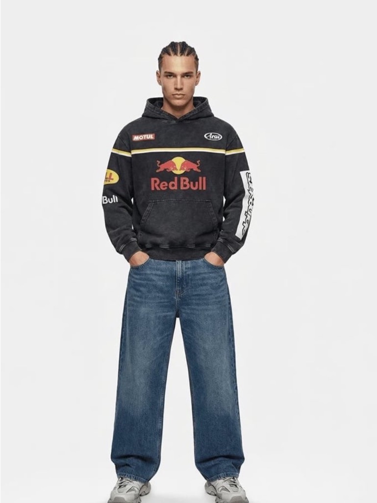 Red Bull Black Graphic Hoodie With Logo